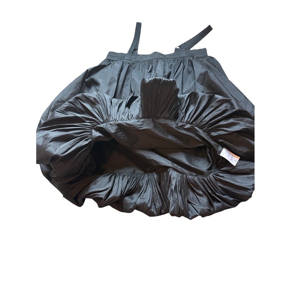 BLONI Anthropologie Black Taffeta Square Neck Bubble Mini Dress S High Fashion - Picture 8 of 14